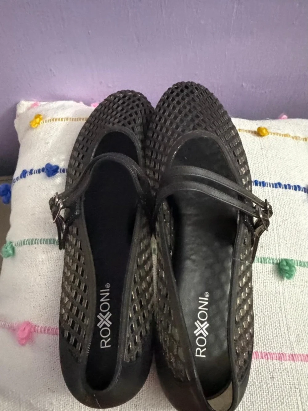 Roxoni Double Strap Jelly Mary Jane Flats - Black/ Transparent - New Without Tag - Picture 2 of 8